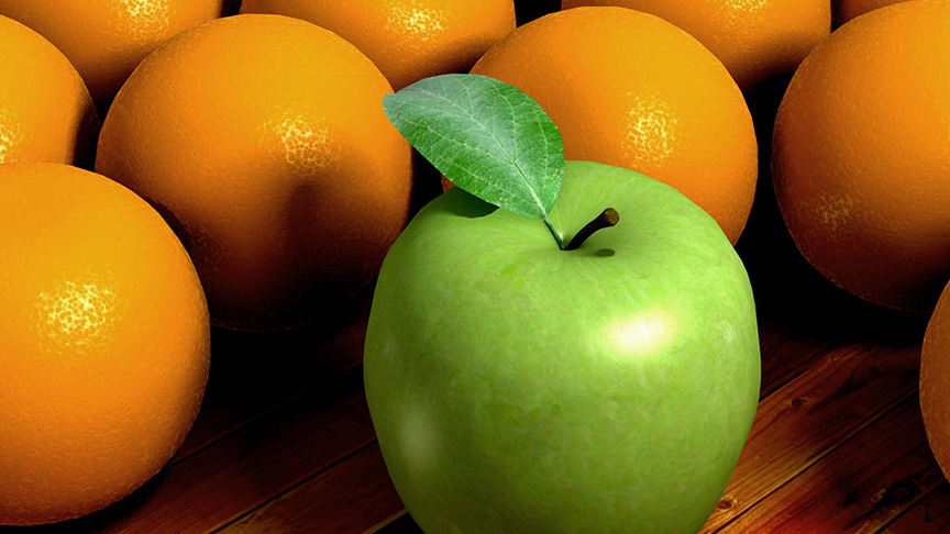 Oranges and an apple