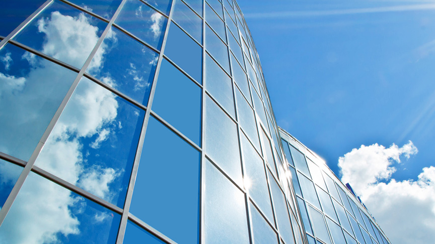 Glass fronted building