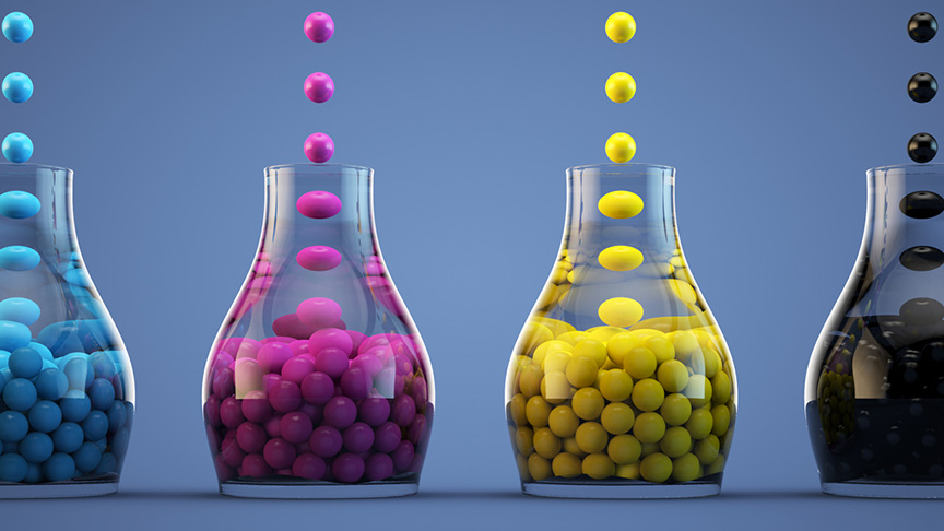 Bottles with liquid bubbles in them