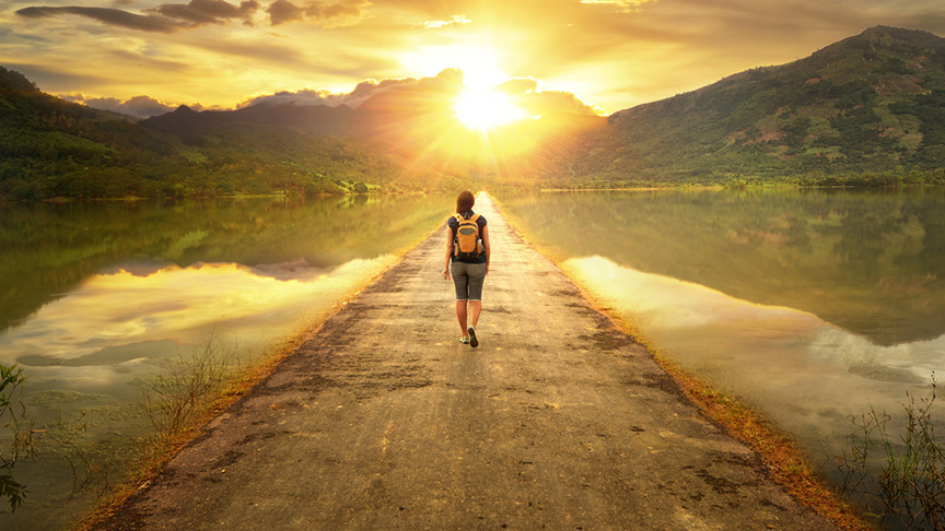 Person walking on road