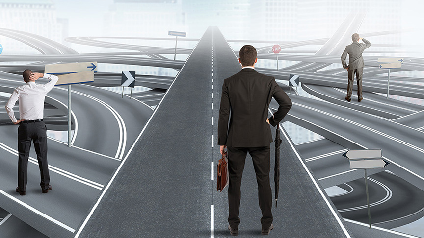 People on multiple roads