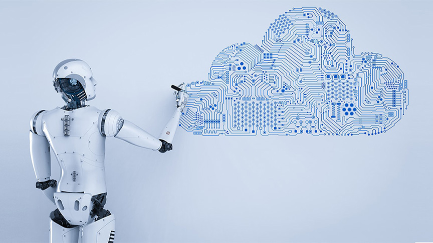 AI robot drawing cloud