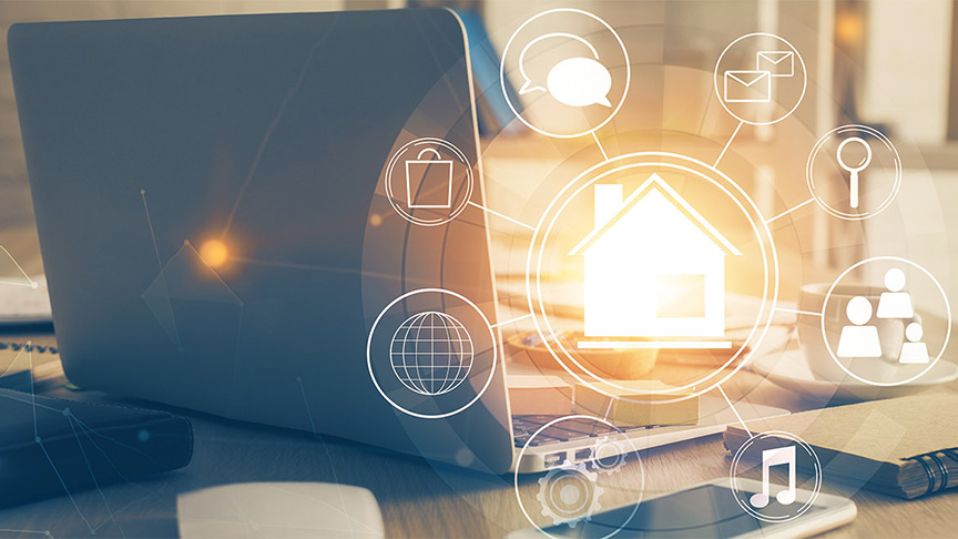 Laptop with virtual icons