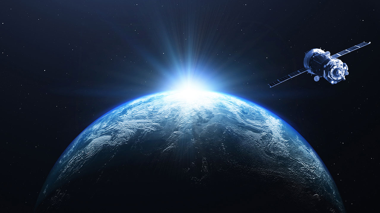 Earth and satellite